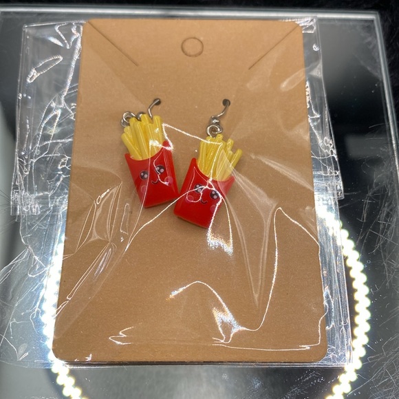 Food EARRINGS Nutella French Fries Pizza Slices Dumplings (choose 1) Nickel-Free - Picture 3 of 6